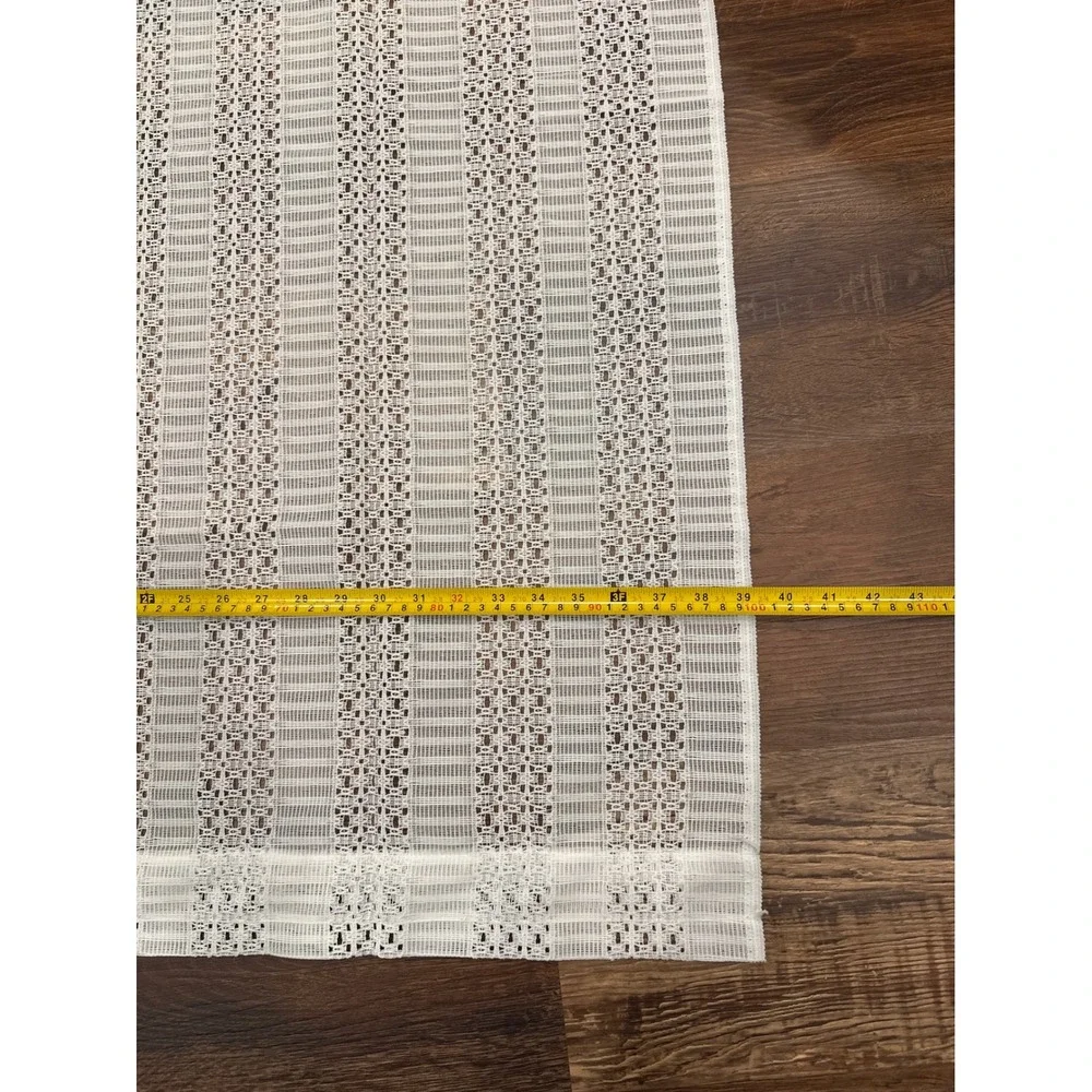 Vintage Sears White Sheer Lace Curtain Panel Vertical Stripe 39x43 Cottagecore